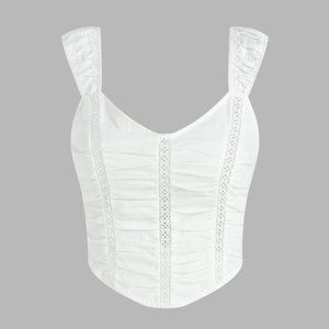 Solid Hollow Out Ruched Corset Crop Top - NWT M/6